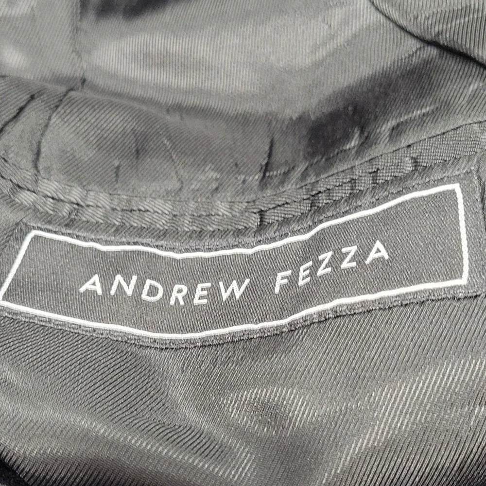 Blazer Sport Coat Jacket Andrew Fezza Mens 39R Navy Blue 3-Button Stretch